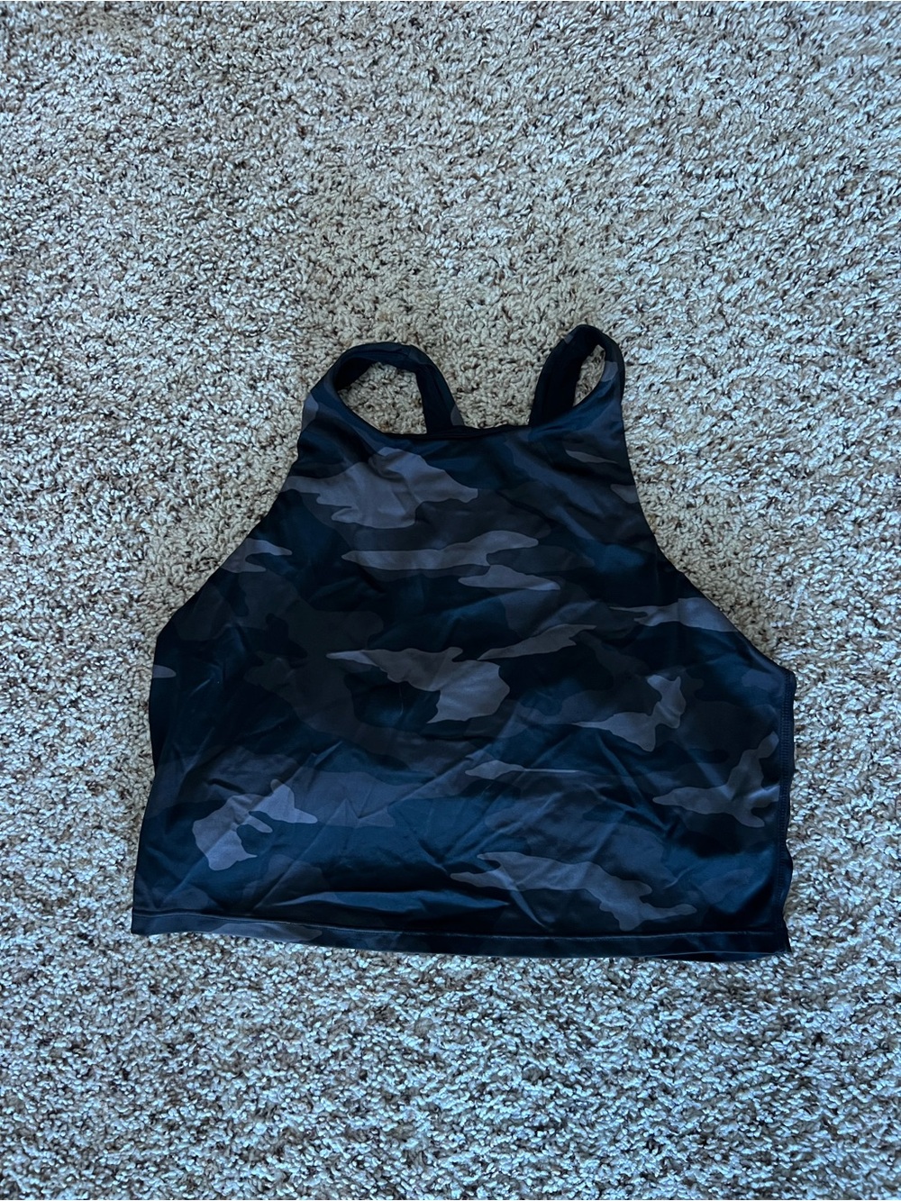 Athleta Black Camo High-Neck Sports Bra
